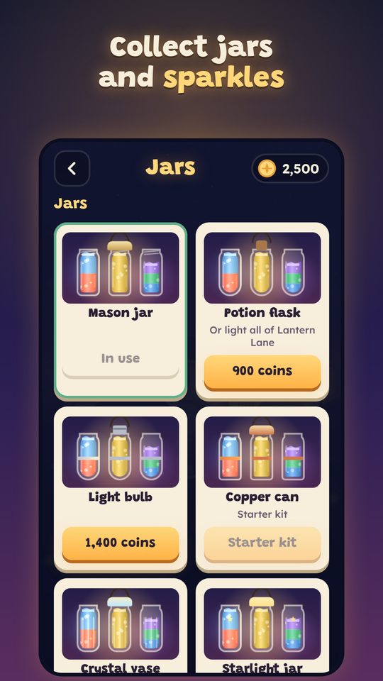 The jar collection: mason jar, potion flask, light bulb
