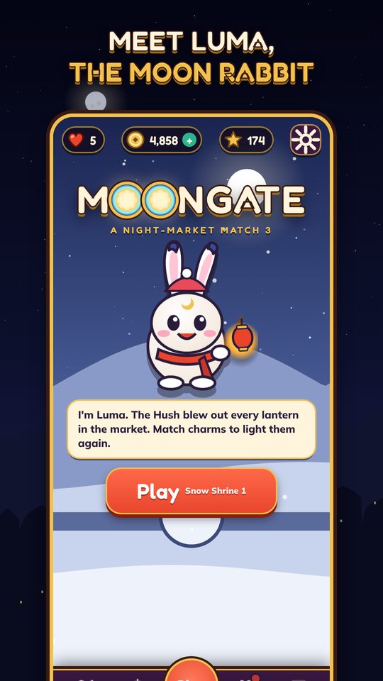 Luma the moon rabbit on the Moongate home screen