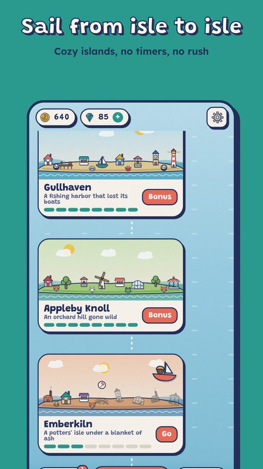 The island map: Gullhaven, Appleby Knoll and Emberkiln
